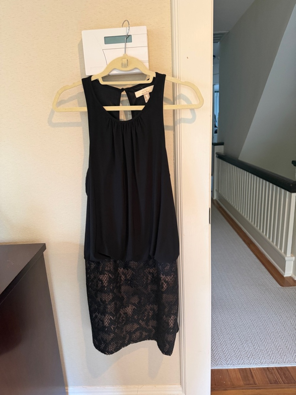 Aiden Mattox Black Lace Hem Sleeveless Dress